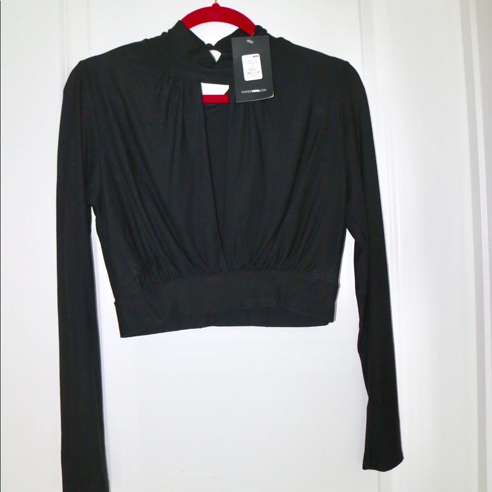 Sexy black deep V crop top Brand new!